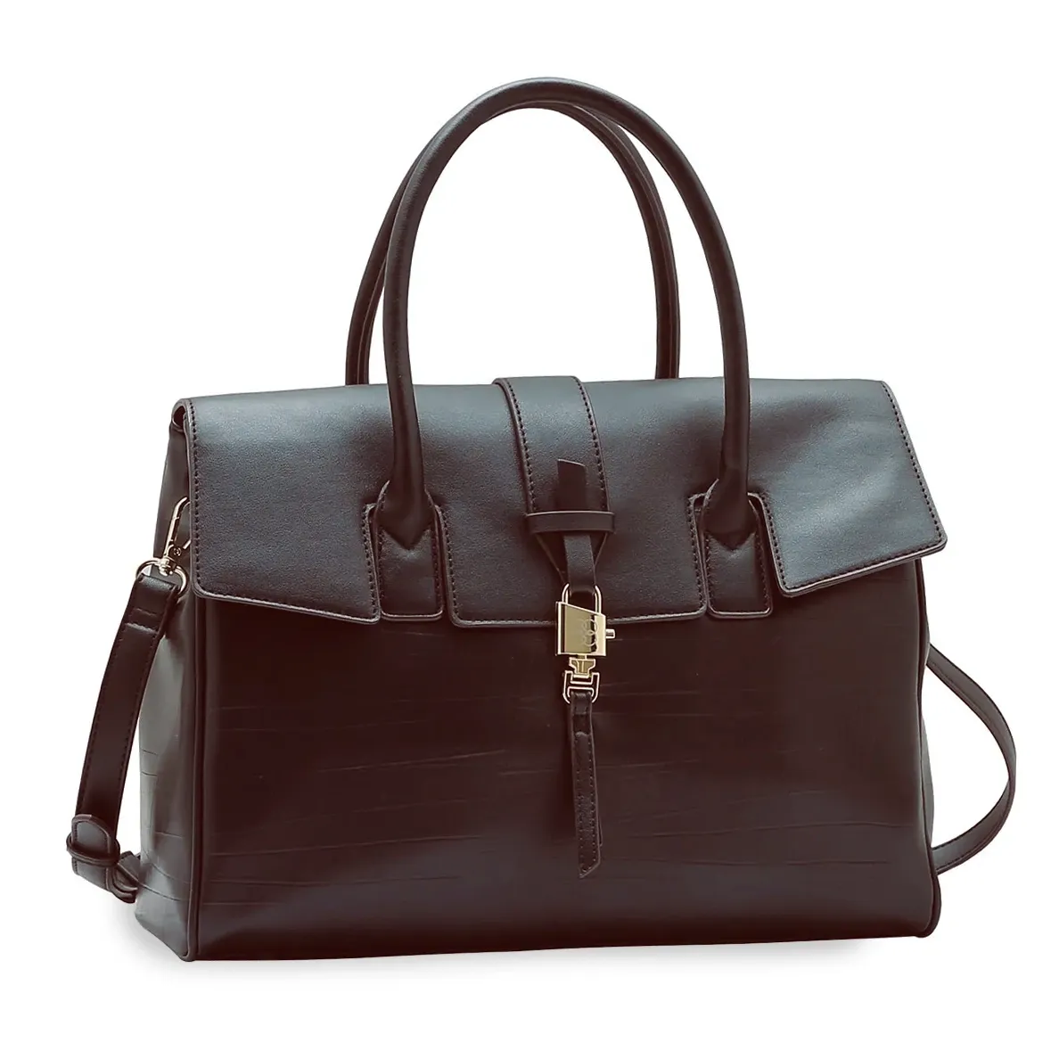 Bolsa feminina Chenson Office Chic na cor café, vista frontal mostrando design estruturado e alças duplas